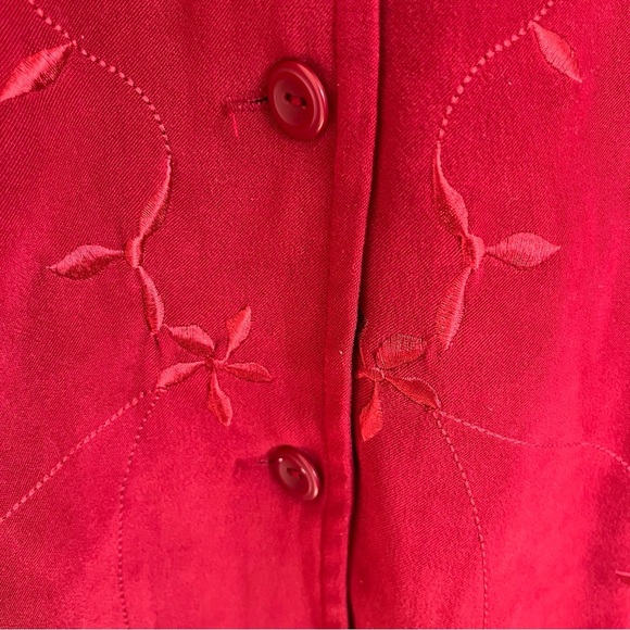 Women’s All American Button Front Tunic Top Embroidered Cranberry Moleskin 24W - Picture 2 of 11